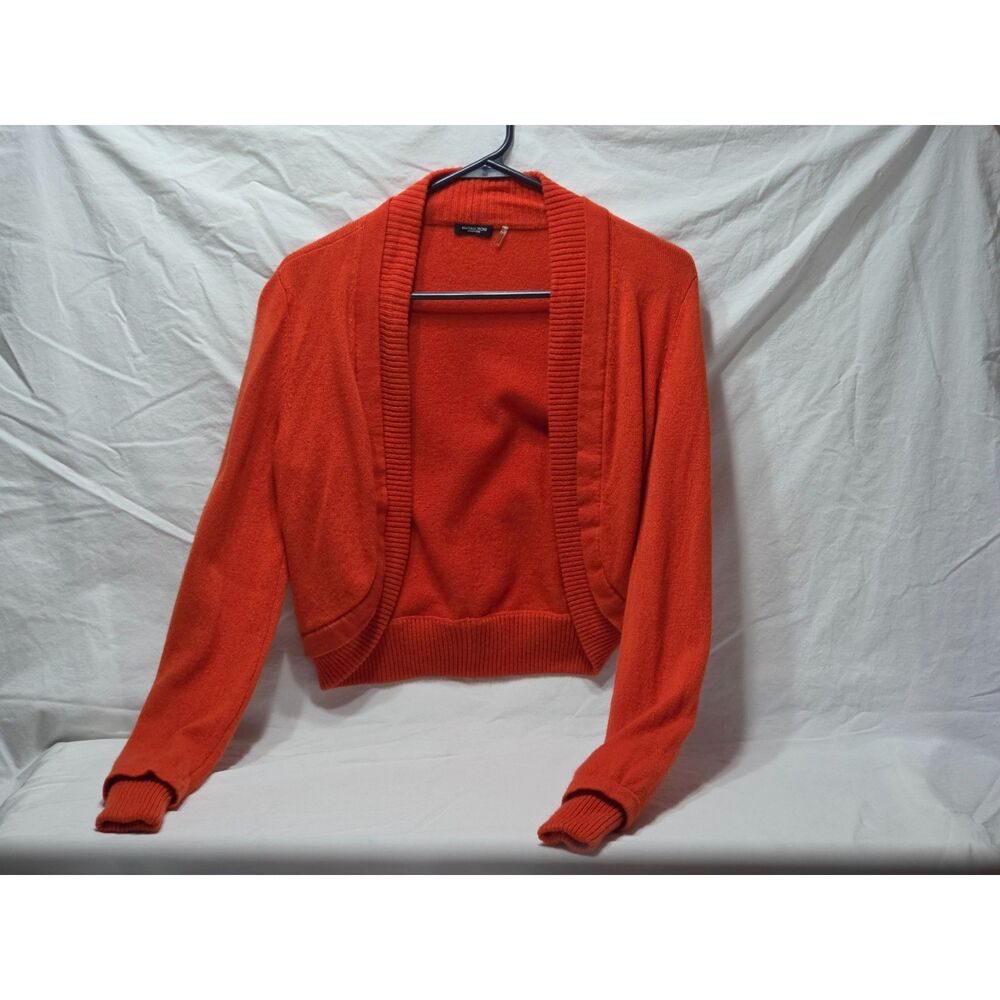 Magaschoni 100% Cashmere Cropped Cardigan Sweater Orange Shrug Bolero Size S